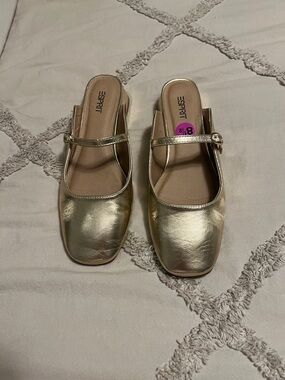 Esprit Metallic Gold Mary Jane Mules